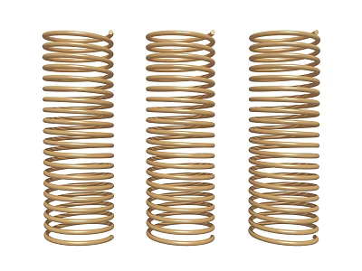 Three High Quality Golden Metal Springs for Durable Hardware Tools Applications 3d model