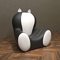 Cute Black And White Cat Shaped Kids Chair With Rounded Design And Ears