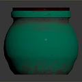 Intricate Hand Carved Green Jar With Red Wooden Lid And Glossy Surface