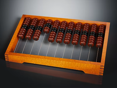 Traditional Wooden Abacus With Red And Black Beads For Daily Use 3d model