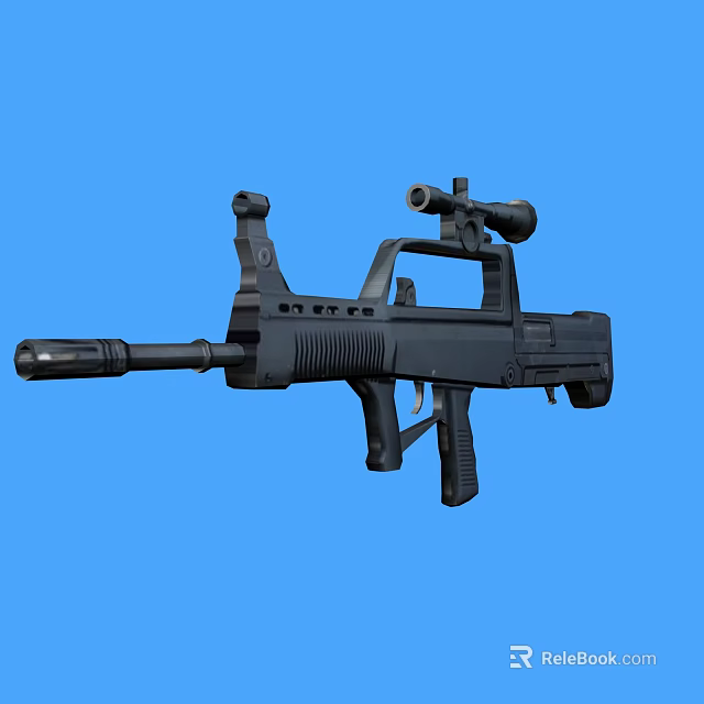 Black Tactical Assault Rifle with Scope Silencer and Grip for Military Tactical Use 3d model 