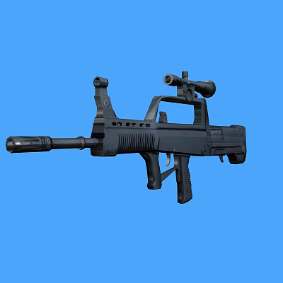 Black Tactical Assault Rifle with Scope Silencer and Grip for Military Tactical Use 3d model