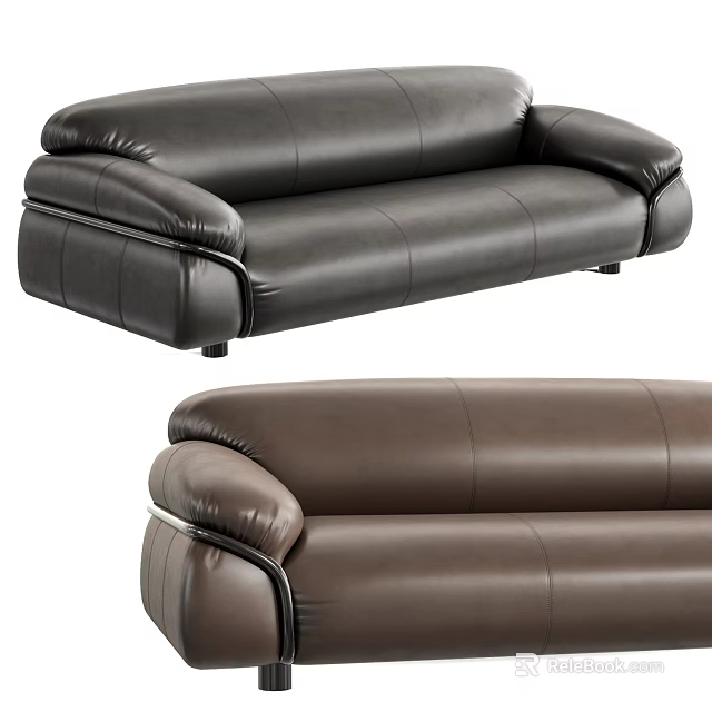 Modern Leather Sofa Design With Black And Brown Color Options For Interior Spaces 3d model 
