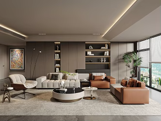 Modern Living Room Sofa Combination Living Room Sofa Sofa Background Wall Decorative Cabinet 3d model