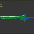 Blue Crystal Encrusted Fantasy Sword With Elaborate Design And Shiny Surface