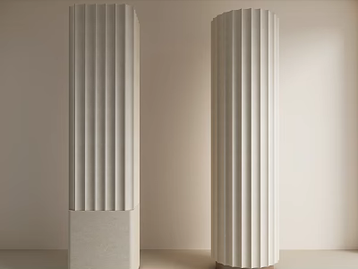 Modern Fluted Columns In Light Colored Stone With Indoor Wall Background And Elegant Base 3d model
