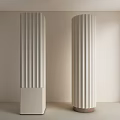 Modern Fluted Columns In Light Colored Stone With Indoor Wall Background And Elegant Base 3d model