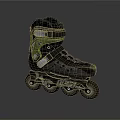 Stylish Black And Green Inline Skates With Comfortable Straps And Durable Wheels 3d model