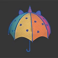 Colorful Unicorn Horn Umbrella with Purple Ears Pink Heart Patterns Gradient Canopy and Pink Handle