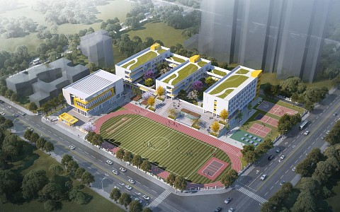 modern school primary and secondary school 3d model