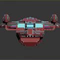 Red And Blue Cosmic Spaceship 3D Model With Detailed Structure For Space Exploration