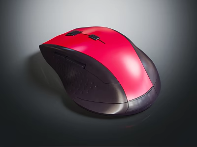 Red And Black Ergonomic Computer Mouse With Modern Design For Electronic Devices 3d model