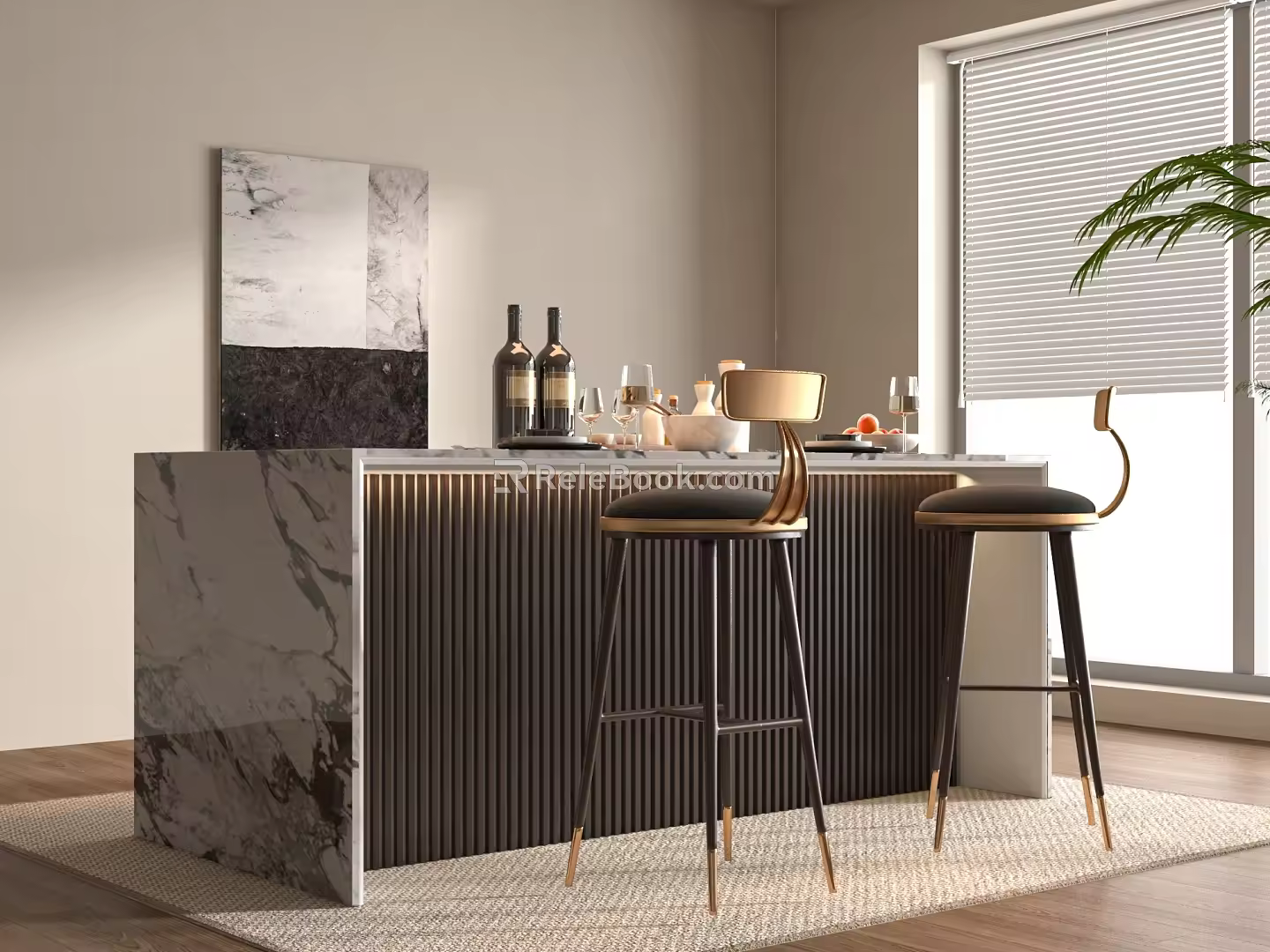 Modern Bar Chair Combination Bar Stool 3d model