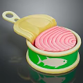 Open Green Tuna Can With Pink Fish Meat And Fish Design