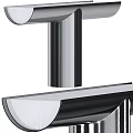 Modern Sleek Desk Design With Silver Metal Frame And Black Desktop Edge