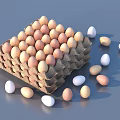 Fresh Organic Eggs in White and Brown Colors on Blue Background