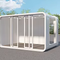 Commercial Street White Modular Kiosk With Trees And Blue Sky Surroundings