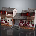 Traditional Chinese Residential Architecture With Grey Tile Roof Red Doors Windows And Hanging Lanterns