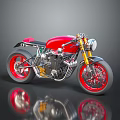Vintage Red Motorcycle With Shiny Chrome Details Red Body And Black Wheels