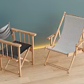 Stylish Lounge Chairs With Wooden Frame And Gray Black Woven Seats In Indoor Setting