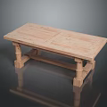 Rustic Wooden Coffee Table With Rectangular Natural Wood Top And Carved Legs For Living Room