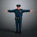 Game Movie Police Officer Character Standing In Uniform With Open Arms Hat And Badge