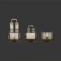 Industrial Machinery Set With Metal Pipes Platforms And Rustic Structures