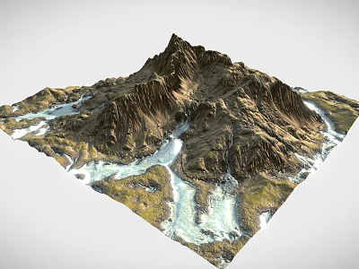 Scenic Mountain Landscape with Rocky Peaks and Flowing Rivers Lush Green Valleys and Natural Beauty 3d model