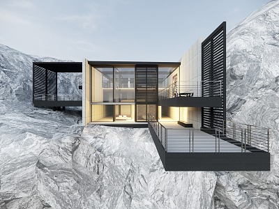 Modern Villa Cliff Homestay Building Cliff Villa 3d model