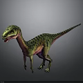 Colorful Striped Dinosaur 3D Model Standing With Open Mouth And Detailed Features
