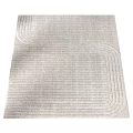 Light Beige Square Rug With Modern Ribbed Texture For Living Room Decor