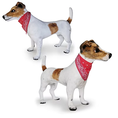 White And Brown Dogs With Red Bandanas Standing In Different Poses 3d model