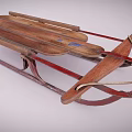 Wooden Playground Equipment With Red Frame Sled Design For Outdoor Winter Kids Fun