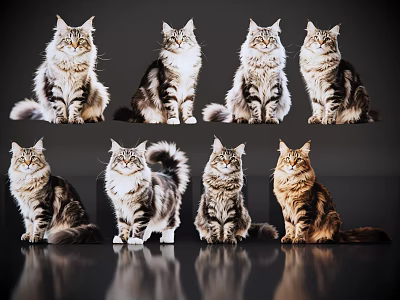 2D Pet Cat Pet Maine Cat Kitten Home Pet 3d model