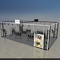 Modern Clothing Store Interior With Glass Frame Racks Hanging Clothes And Plant Decor
