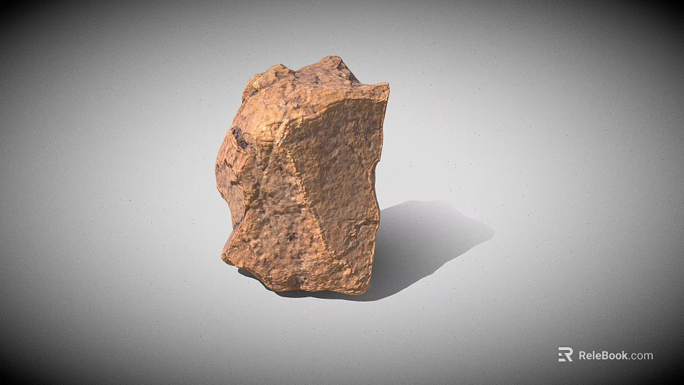 Natural Brown Rock With Rough Surface And Textured Appearance On Gray Background 3d model 