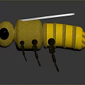 Cute 3D Cartoon Bee With Yellow Body Black Stripes White Wings And Black Eyes