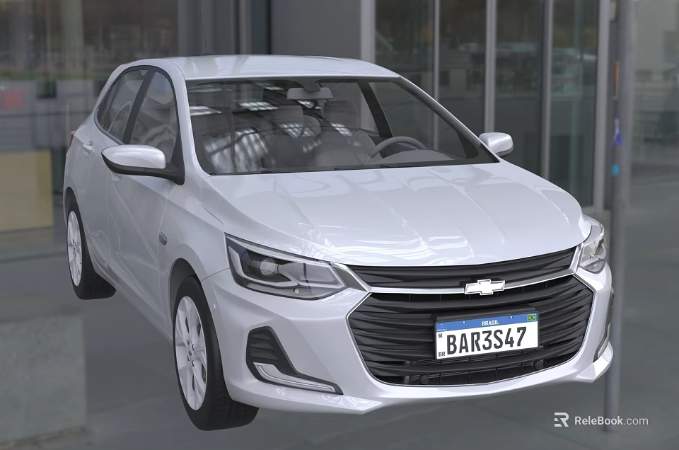 White Chevrolet Compact Car With Modern Exterior Design And Sleek Body Lines 3d model 
