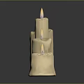 Four Lit Candle Lamps of Varying Heights on Black Surface with Reflections