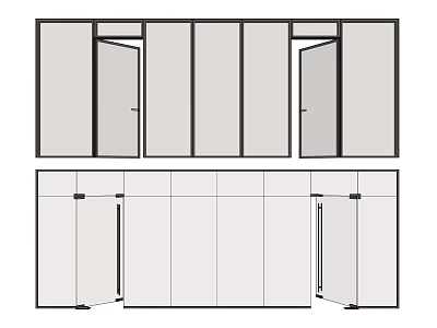 Modern partition office glass partition combination 3d model