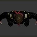 Action 3D Male Character With Red Headscarf Gray Jacket Yellow Stripes Blue Pants Knee Pads