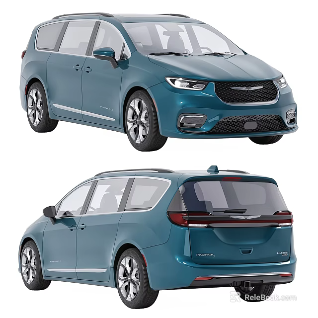 Chrysler Blue Minivan Car With Front And Rear Exterior Design Views 3d model 