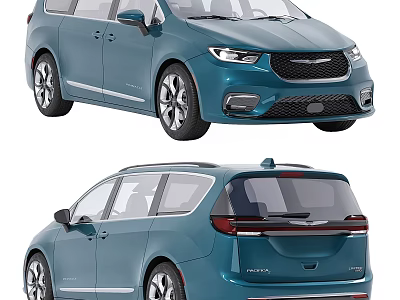 Chrysler Blue Minivan Car With Front And Rear Exterior Design Views 3d model