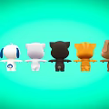 cartoon animal kitten puppy rabbit cat puppy 3d model