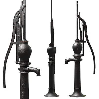 Industrial Equipment Vintage Manual Water Pumps With Metal Structure And Handles 3d model