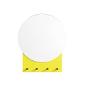 Round Mirror With Wooden Hook Board Featuring Four Hooks For Home Entryway
