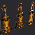 Vintage Violin And Art Supplies Set With Wooden Details For Creative Projects