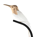 Elegant Hummingbird Decorative Ornament Set With Black Base And White Wings