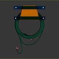 Green Cable Reel with Orange Plastic Bracket Blue Mounting Hardware and Red White Connector