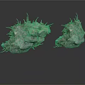 Rough Textured Stone Objects with Spikes and Blue Accents 3d model